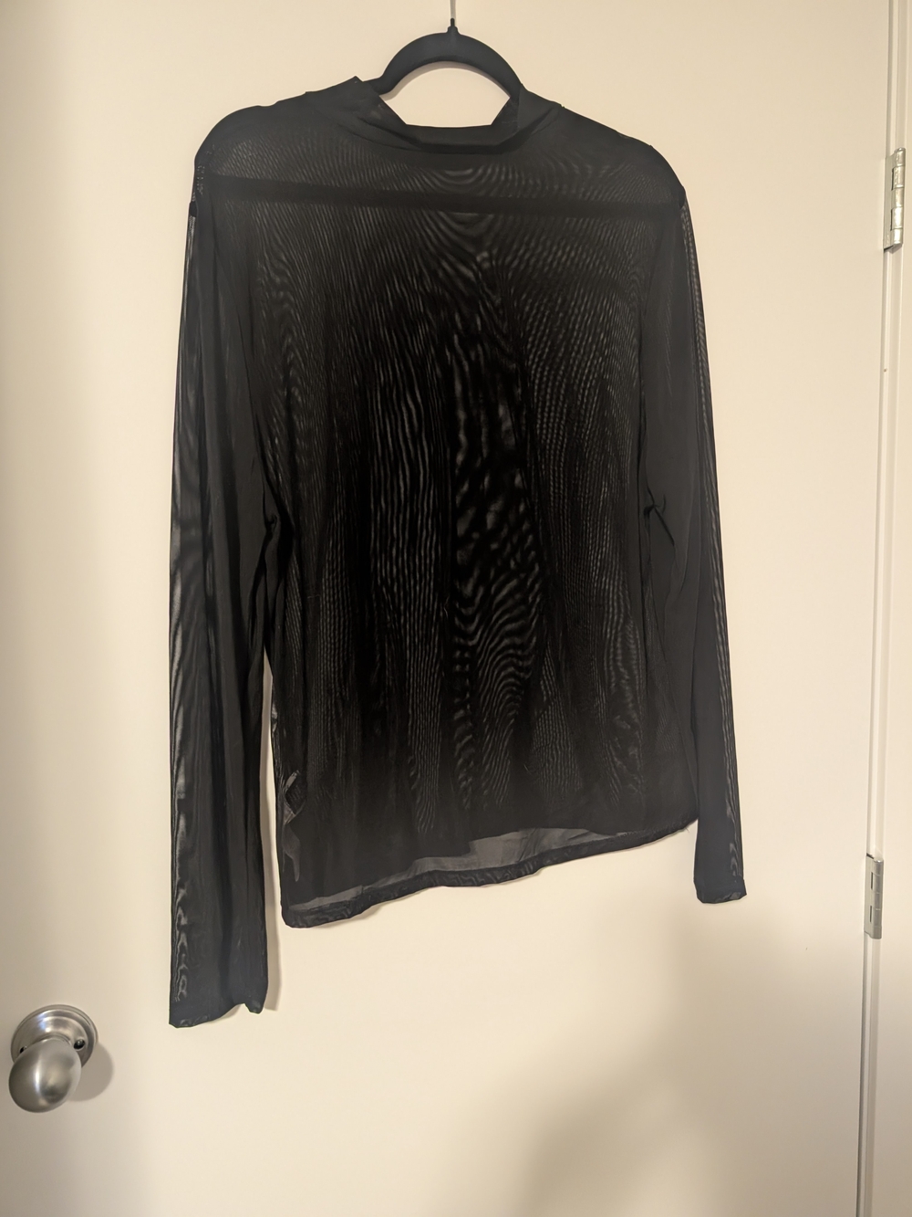 SHEIN Curve 3XL Black Sheer Mesh Mock Neck Long Sleeve Top
